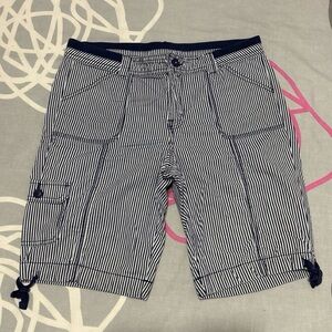 St. John’s Bay White and Navy Blue Bermuda Shorts